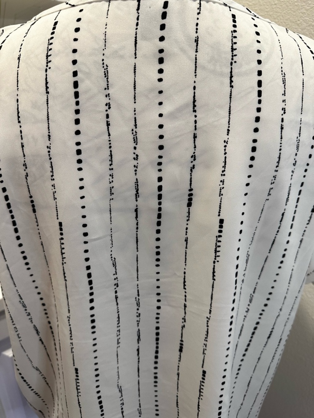SHEIN White Blouse with Black Vertical Dot Stripes - Picture 5 of 6